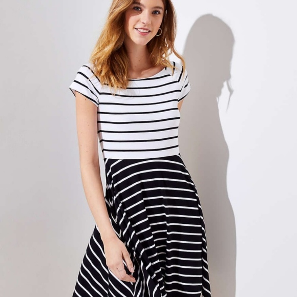 🎉SALE 🎉 Loft Stripe Fit and Flare Dress